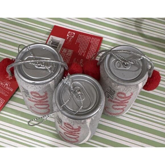 NWT Kurt Adler x Diet Coke FROSTED CAN CHRISTMAS ORNAMENT Set Of 3 - Picture 7 of 8